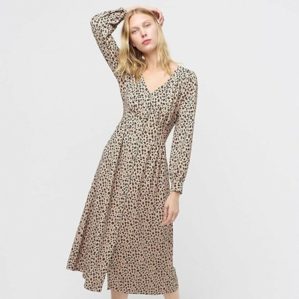 J.Crew Button-front A-line Midi Dress in Leopard